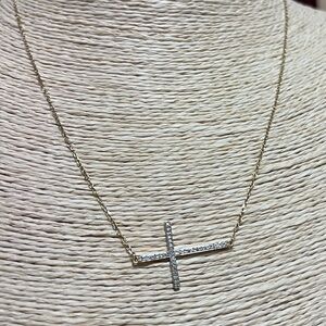 IGI LUXURY PRE-LOVED AUTHENTIC VINTAGE 14K YELLOW GOLD DIAMOND CROSS NECKLACE